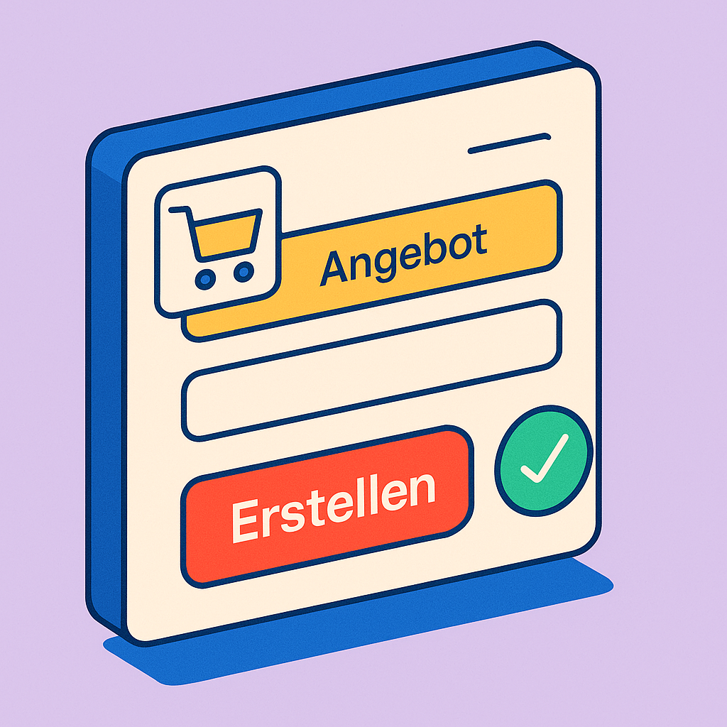 Illustration einer benutzerfreundlichen Oberfläche mit Schaltflächen zum Erstellen und Verwalten von Angeboten in WordPress.