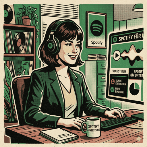 Spotify Werbung schalten für Unternehmen als Retro Comic und Risograph Illustration